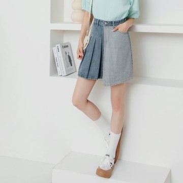 OB嚴選-2WAY牛仔不對稱百褶短裙《CA2736-》