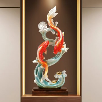 進門玄關屏風年年有余招財魚大擺件客廳辦公室裝飾品喬遷開業禮物