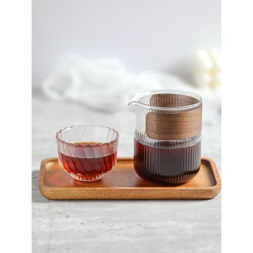 手沖咖啡壺盤套裝高硼硅分享壺日式公道杯防燙木套條紋掛耳咖啡杯