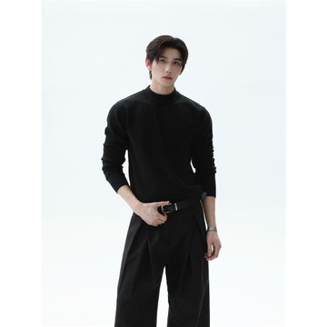 TURNTIDE 羊毛混紡萊賽爾半高領修身毛衣保暖鎖溫打底內搭針織衫