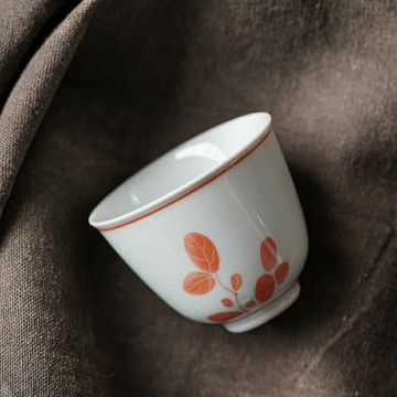 純手繪紅葉功夫小茶杯單只陶瓷主人杯品茗杯日式茶盞喝茶杯子個人