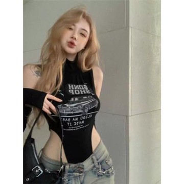 歐美式性感酷辣拽姐連體小上衣顯身材爵士舞穿搭吊帶背心女連身衣