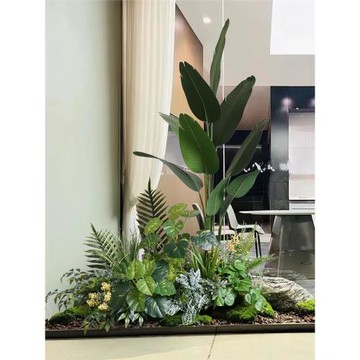簡約室內綠植造景仿真旅人蕉散尾葵盆栽假植物置景青苔仿生園景