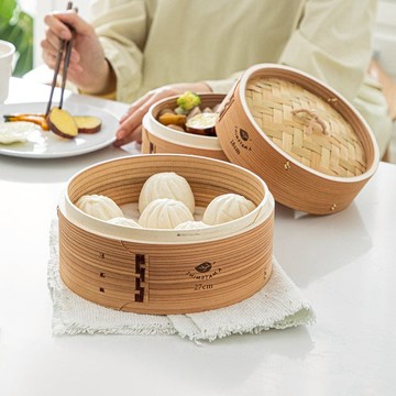 圓形竹製蒸籠組(2籠1蓋)-27cm 單一規格