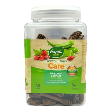 【Happi Doggy 纖嚼】無穀健齒棒（M號桶裝60入）- 秋葵+玫瑰果口味