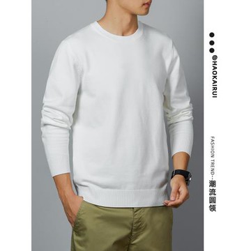 男仕長袖內搭毛衣修身秋冬商務青少年針織男仕高端打底衫純色套頭