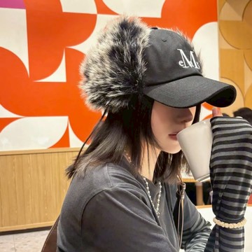 MUCENT 全黑 護耳飛行帽 帽子 保暖 秋冬配件 韓國代購