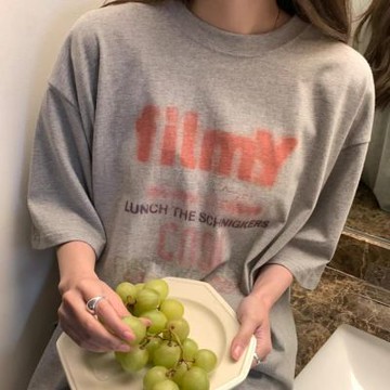 正韓T恤 大碼印花五分袖T恤CPC1001-創翊韓都