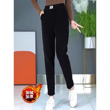 雪尼爾褲子女秋冬2025新款哈倫褲寬松顯瘦加絨加厚衛褲運動休閑褲