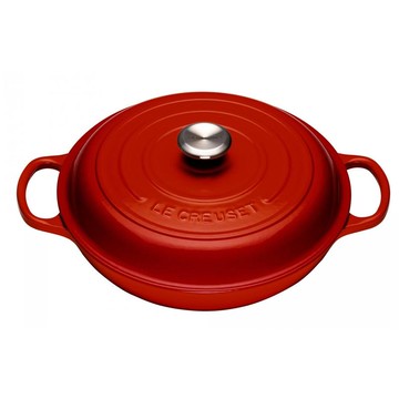 Le Creuset 法國系列廚具 鑄鐵淺底鍋【30cm】 櫻桃紅 (LC138)