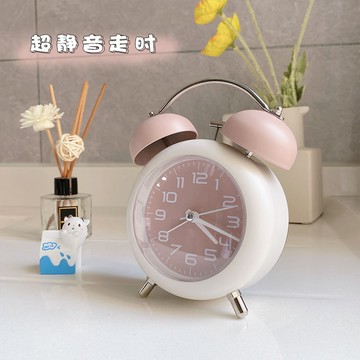 闹钟学生金属打铃超大声床头闹铃简约夜灯男女孩静音多功能家用