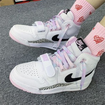 適配air jordan legacy 312櫻花粉白馬卡龍扎染幻彩鴛鴦漸變鞋帶