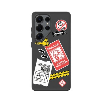 Galaxy S25 Ultra SolidSuit 黑 - 懶散兔與啾先生 Lazy Rabbit and Mr.Chu - 標籤