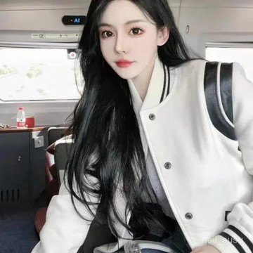 P3-【限時特賣】棒球外套 女生外套 棒球服 飛行外套 夾剋外套 24SS經典美式黑白拚接飛行員夾剋外套SLP風格白色新