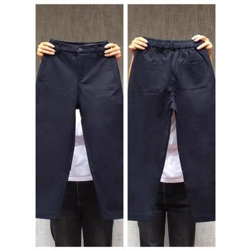 新款秋冬加厚松緊腰寬松九分休閑褲女百搭顯瘦哈倫褲鐮刀褲女