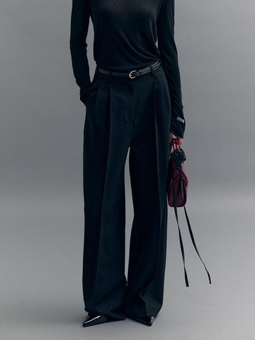 FOUND PLEATED WIDE PANTS (moat black)