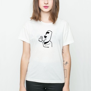 摩艾咖啡 Moai 男女短袖T恤 白色 coffee 秋冬 復活節島石像 禮物