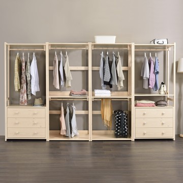 【Homelike】喜家居10.7尺開放實木衣櫃-象牙白(2259)