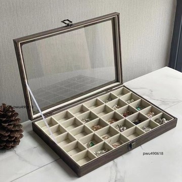 【臺灣出貨】家用格首飾盒手串手鍊復古皮紋戒指手鐲耳鉤耳釘飾品收納首飾盒