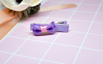 女孩兒髮飾=> 紫紫蝶結－髮夾系列－(郵寄免運) #女孩兒頭飾