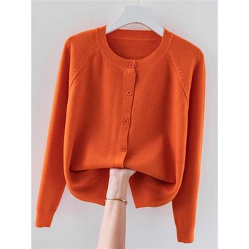 羊毛針織開衫女士春秋新品薄款毛衣外套洋氣外搭寬松短款羊絨上衣