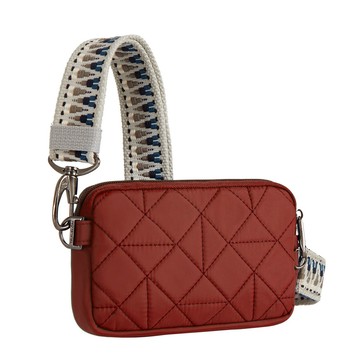 《TRAVELON》Boho防盜斜背胸包(格紋紅)