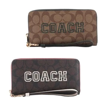 【COACH】Varsity 標誌塗層帆布附可拆提把長夾(任選)