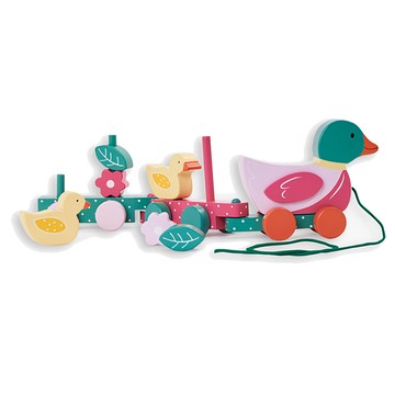 JoJo maman bebe 積木玩具 優質實木系列  手拉呱呱鴨走走  1盒
