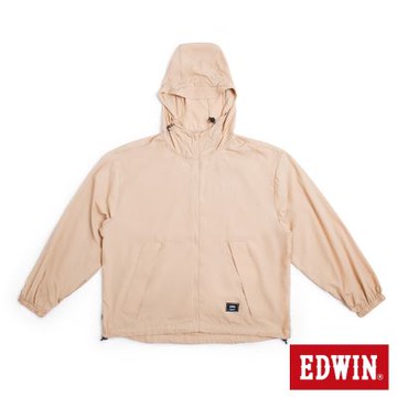EDWIN 男裝 可收納防曬連帽外套-灰卡其