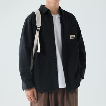 春秋款100%純棉男士工裝長袖襯衫休閑寬松版免燙商務襯衣男裝外套鑫弘-錦衣華服