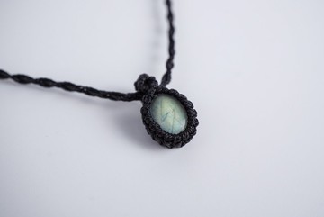 拉長石 蠟線編織頸繩