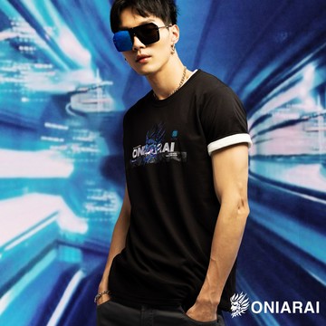 【㊙年貨獨家價】賽博龐克科幻線條鬼頭短TEE(黑) - BLUE WAY 鬼洗い