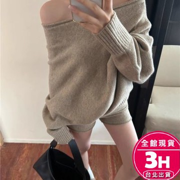 【梨卡】隔日到貨 女裝【套裝】毛衣 針織套裝 寬鬆長袖上衣 時尚高腰短褲針織 慵懶風毛衣 DR609【現貨24H】