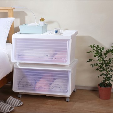 KEYWAY 聯府 大開口前掀式附輪直取整理箱(61L)-2入