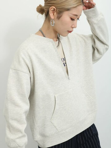 半拉鍊口袋設計落肩長袖上衣(FG37L1C0280) - Samansa Mos2 blue