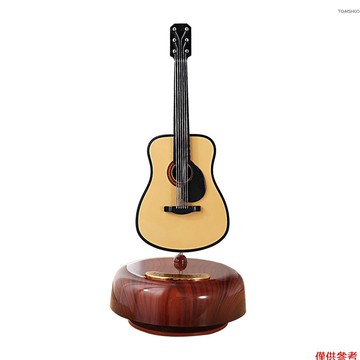 Winn 電吉他音樂盒古典上弦音樂盒旋轉音樂盒旋轉底座弦樂器微型複製品聖誕生日禮物