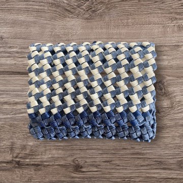 藍白配色清爽的紙編帶卡片夾・名片夾