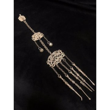 復古銀器吊墜純手工制作雙面鏤空蝴蝶長款壓襟鎖飾品古裝旗袍配飾