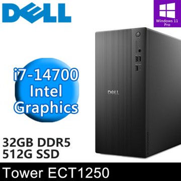 DELL Tower ECT1250-P1708BTW-SP2(i7-14700/32G DDR5/512G PCIE/W11P)特仕立式桌上型商用電腦