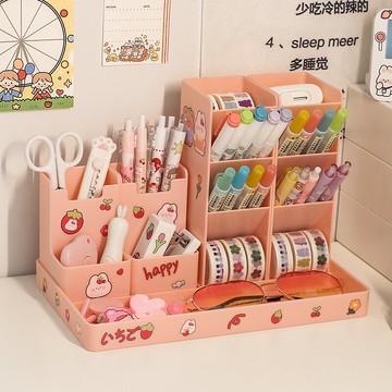 斜插式筆筒 文具收納 斜插式筆筒ins創意可愛時尚學生多功能大容量桌面筆桶少女收納盒『XY39340』