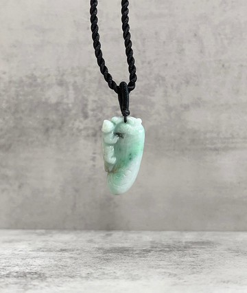 天然玉石墜 A貨玉石 如意貔貅 緬甸翡翠 附贈編織黑繩 雕刻玉珮