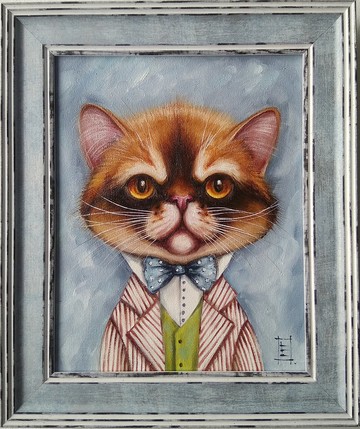 貓托馬斯肖像油畫玩具藝術