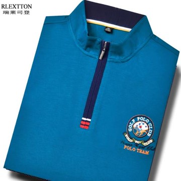 夏季半拉鏈短袖t恤小立領男POLO衫高檔刺繡t絲光棉男裝半袖上衣服