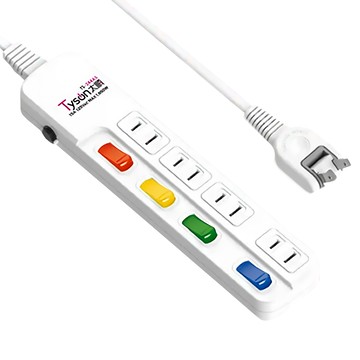 Tyson 太順電業 4切4座防雷擊延長線 TS-244AS 1650W  1.8m  白色  1條