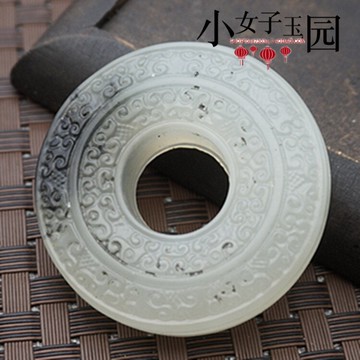 岫玉水墨飄花平安玉環玉佩岫玉雙面紋平安扣吊墜掛件古風腰配手把