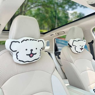雅緻臻品🎡  線條小狗汽車頭枕車用座椅靠墊車內枕頭護頸靠枕頸枕四季通用可愛 汽車腰靠、頭枕