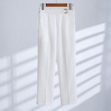 白色褲子直筒褲女新款職業長褲休閑寬松闊腿褲設計感中腰正裝褲子