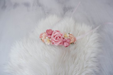 多層次粉色手腕花 手工花卉手鍊