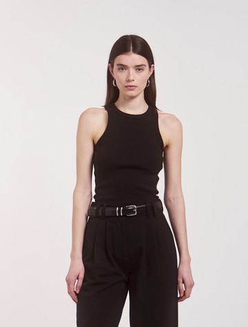 Super Compact Rib Tank in Black - Organic Cotton Ninety Percent