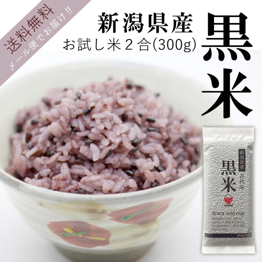 黒米 国産 300g 2合 お試し米 メール便 送料無料 ポイント消化 1000円 ポッキリ 新潟県産 古代米 (KUROMAI-1000)